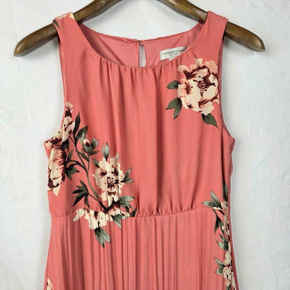 Christopher & Banks 6P Coral Floral Maxi Dress Petite - Picture 3 of 8
